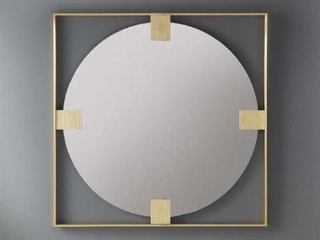 Modern History Home Paolo Satin Brass Lacquered Plated Wall Mirror Square
