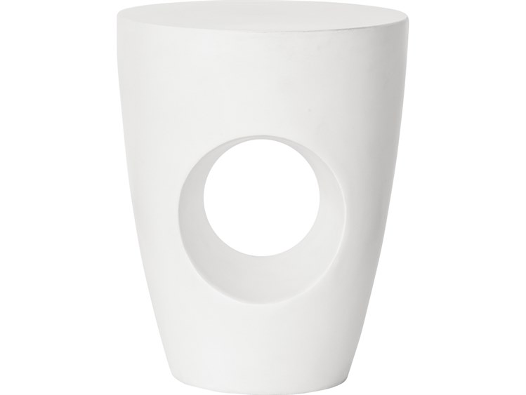 Moe's Home Outdoor Aylard Cream White Round Stool / End Table