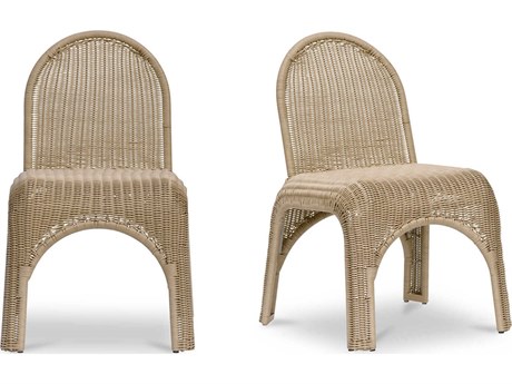 Moe's Home Outdoor Kendall Natural Wicker Dining Chair Set of 2