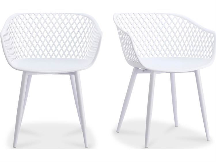 Moe's Home Outdoor Piazza White Arm Dining Chair - Set of Two