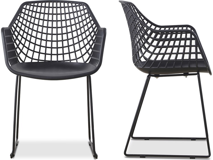 Moe's Home Outdoor Honolulu Black Arm Dining Chair - Set of Two