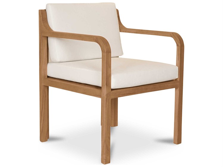 Moe's Home Outdoor Nellie Snow White Teak Cushion Dining Chair