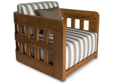 Moe's Home Outdoor Adelaide White - Brown Wood Cushion Lounge Chair