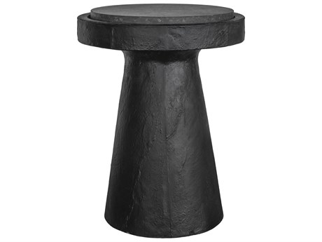 Moe's Home Outdoor Book Black Concrete Round End Table