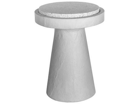 Moe's Home Outdoor Book White Concrete Round End Table