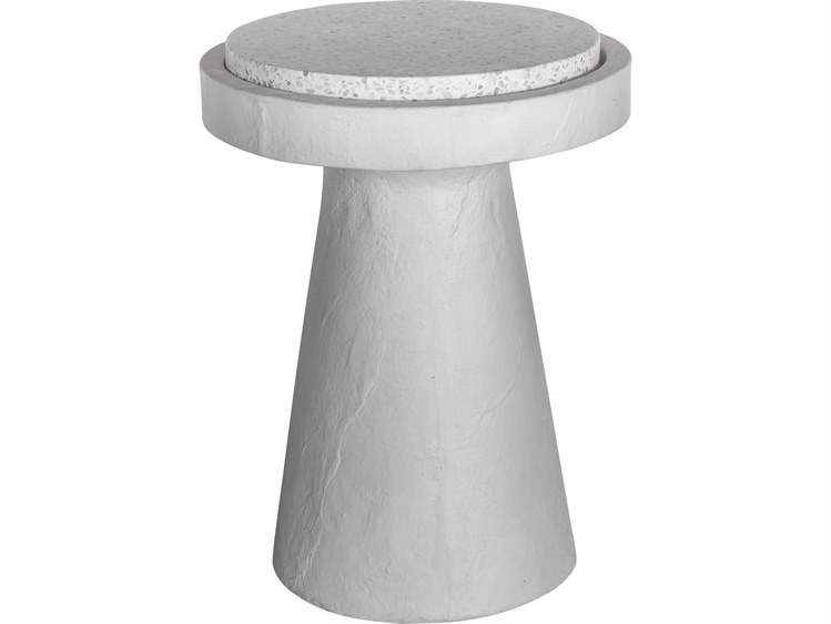 Moe's Home Outdoor Book White Concrete Round End Table