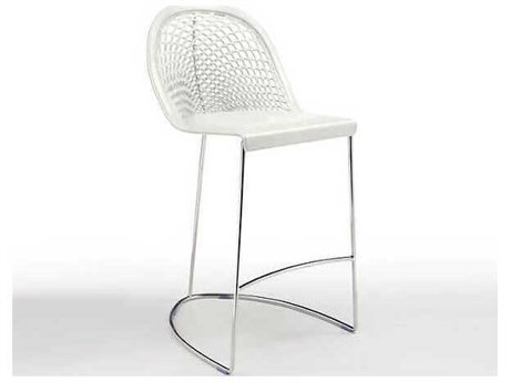 Midj Guapa Chrome White Leather Bar Stool