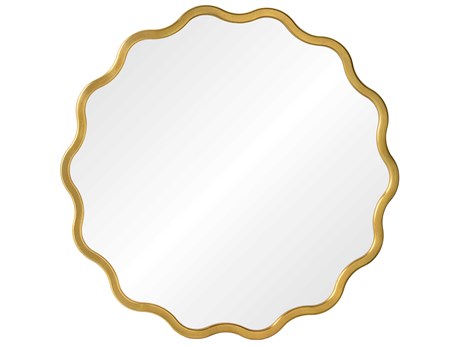Mirror Home Burnished Gold Leaf Round Wall Mirror