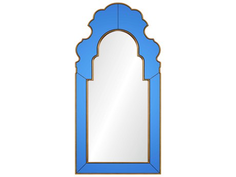Mirror Home Bunny Williams Gold Speckle Blue Wall Mirror