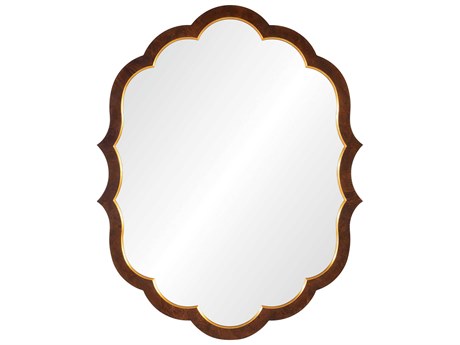 Mirror Home Bunny Williams Walnut Burl Wood Distressed Gold Leaf Wall Mirror