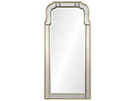 Mirror Home Michael S. Smith Antiqued Brass Silver Leaf Queen Anne Wall Mirror