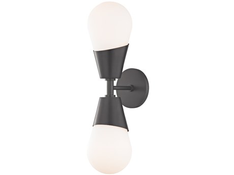 Mitzi Cora 2-Light Old Bronze Glass Wall Sconce