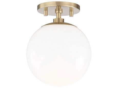 Mitzi Stella 1-Light Aged Brass Glass Globe Semi Flush Mount