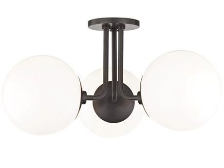 Mitzi Stella 3-Light Old Bronze Glass Globe Semi Flush Mount