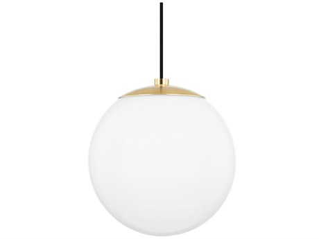 Mitzi Stella 1-Light Aged Brass White Glass Globe Mini Pendant