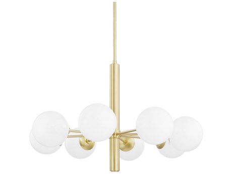 Mitzi Stella 8-Light Aged Brass Glass Globe Chandelier