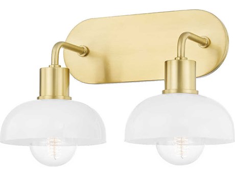 Mitzi Kyla 2-Light Aged Brass Glass Wall Sconce