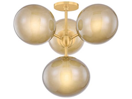 Mitzi Zaley 4-Light Aged Brass Semi Flush Mount