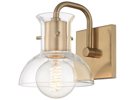 Mitzi Riley 1-Light Aged Brass Glass Wall Sconce