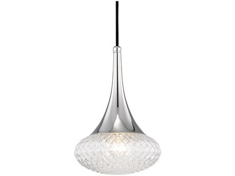 Mitzi Bella 1-Light Polished Nickel Glass Bowl Mini Pendant