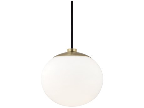 Mitzi Estee 1-Light Aged Brass White Glass Globe Mini Pendant