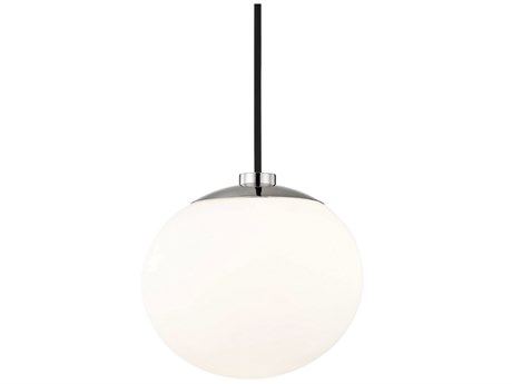 Mitzi Estee 1-Light Polished Nickel White Glass Globe Mini Pendant