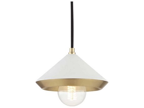 Mitzi Marnie 1-Light Aged Brass Soft Off White Mini Pendant