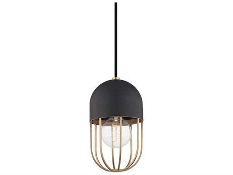 Mitzi Haley 1-Light Aged Brass Black Mini Pendant