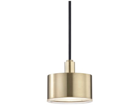 Mitzi Nora 1-Light Aged Brass Clear Glass LED Drum Mini Pendant