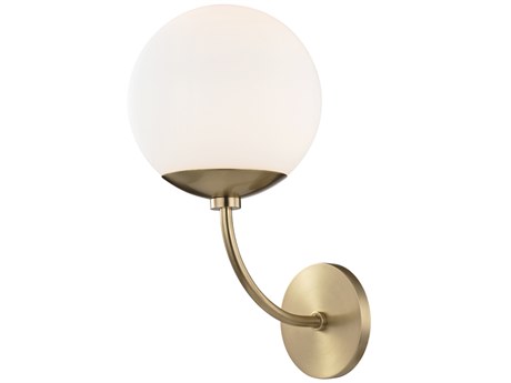 Mitzi Carrie 1-Light Aged Brass Glass Wall Sconce