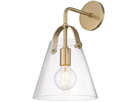 Mitzi Karin 1-Light Aged Brass Clear Glass Wall Sconce