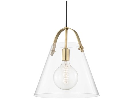 Mitzi Karin 1-Light Aged Brass Clear Glass Pendant