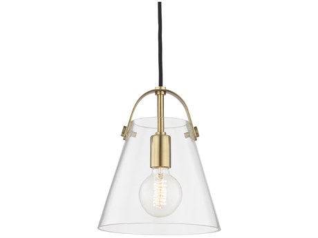 Mitzi Karin 1-Light Aged Brass Clear Glass Mini Pendant