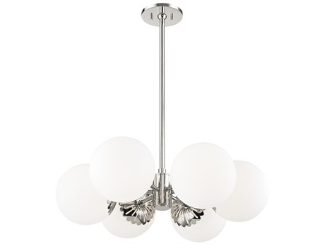 Mitzi Paige 6-Light Polished Nickel Glass Globe Chandelier