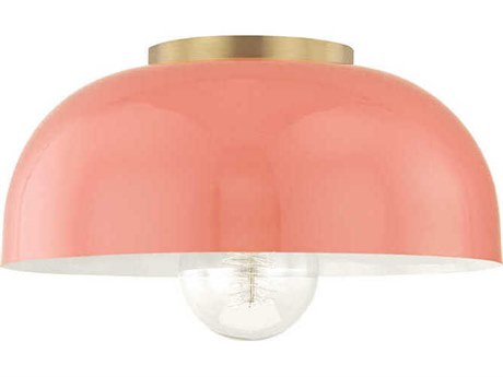 Pink Semi Flush Mount Lighting Luxedecor Mitzi Avery Aged Br 14 Wide Semi Flush Mount Light With Pink Shade