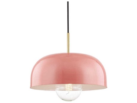 Mitzi Avery 1-Light Aged Brass Pink Dome Pendant