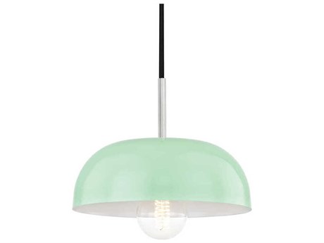 Mitzi Avery 1-Light Polished Nickel Mint Green Dome Mini Pendant