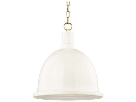 Mitzi Blair 1-Light Aged Brass Cream Dome Pendant