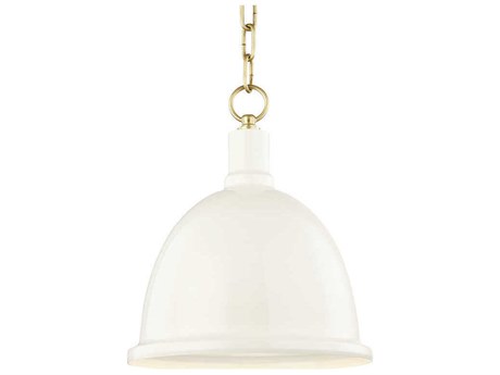 Mitzi Blair 1-Light Aged Brass Cream Dome Mini Pendant