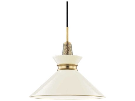 Mitzi Kiki 1-Light Aged Brass Cream Pendant