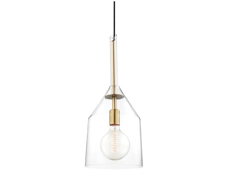 Mitzi Sloan 1-Light Aged Brass Glass Bell Geometric Mini Pendant