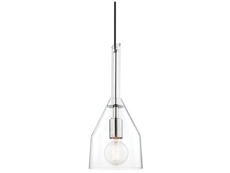 Mitzi Sloan 1-Light Polished Nickel Clear Glass Bell Geometric Mini Pendant