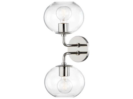 Mitzi Margot 2-Light Polished Nickel Glass Wall Sconce