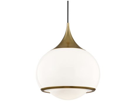 Mitzi Reese 1-Light Aged Brass Glass Globe Pendant