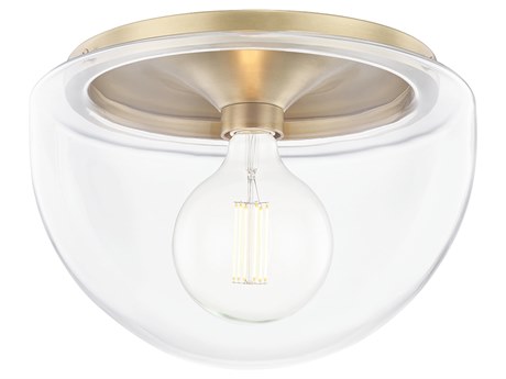 Mitzi Grace 1-Light Aged Brass Glass Dome Flush Mount