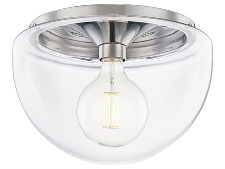 Mitzi Grace 1-Light Polished Nickel Glass Dome Flush Mount