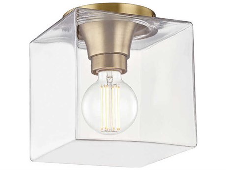 Mitzi Grace 1-Light Aged Brass Glass Flush Mount