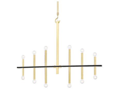 Mitzi Colette 12-Light Aged Brass Black Linear Island Pendant