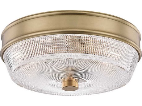 Mitzi Lacey 2-Light Aged Brass Glass Drum Flush Mount