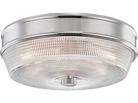 Mitzi Lacey 2-Light Polished Nickel Glass Drum Flush Mount